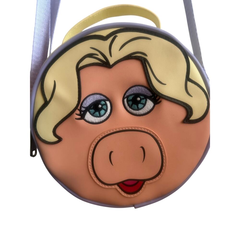 Disney The Muppets Miss Piggy Face Round Crossbody Bag Lavender Buckle-Down